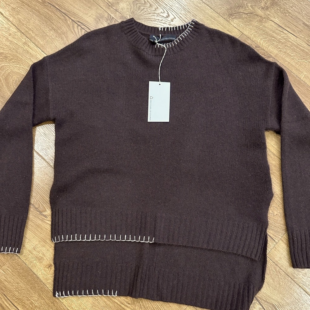 360 Cashmere Brown Sweater with a surprise skeleton on the back !